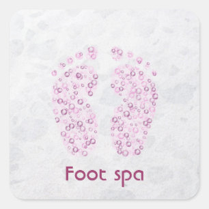 Sticker Carré pieds mousseux rose