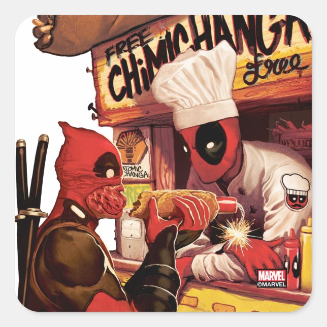Sticker Carré Piège Deadpool Chimichanga (Devant)