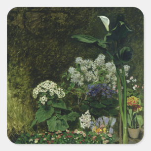 Sticker Carré Pierre A Renoir   Fleurs dans une serre