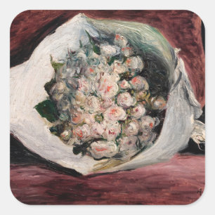 Sticker Carré Pierre-Auguste Renoir - Bouquet dans une boîte