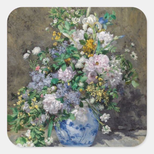 Sticker Carré Pierre-Auguste Renoir - Bouquet de printemps (Devant)