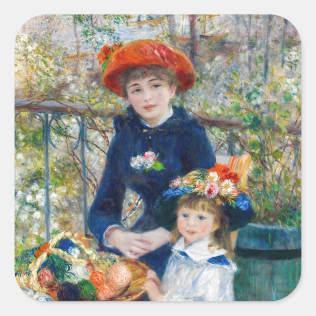 Sticker Carré Pierre-Auguste Renoir - Deux soeurs sur la terrass (Devant)
