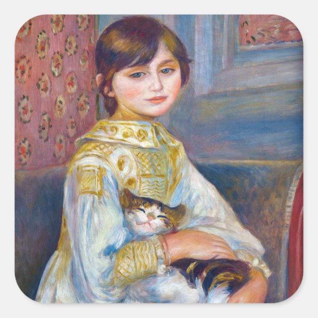 Sticker Carré Pierre-Auguste Renoir - Enfant avec chat (Devant)