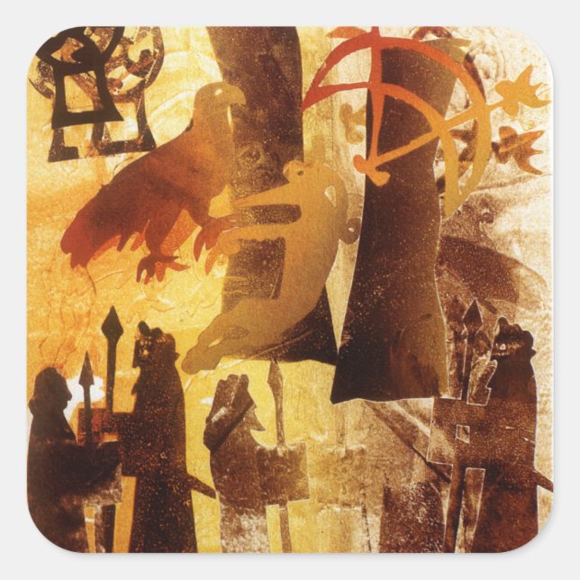 Sticker Carré Pierre de garde et symboles (Devant)