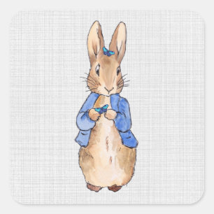 Sticker Carré Pierre les papillons du lapin Texture de lin gris