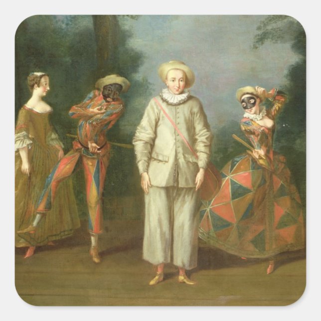 Sticker Carré Pierrot et harlequin (Devant)