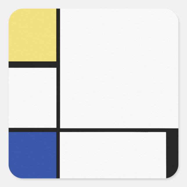 Sticker Carré Piet Mondrian - Composition Abstrait géométrique (Devant)