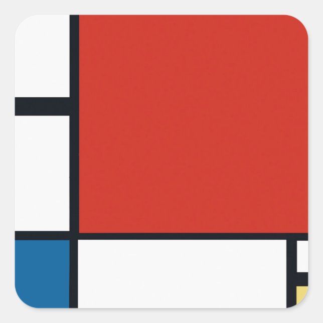 Sticker Carré Piet Mondrian - Composition Abstrait géométrique (Devant)