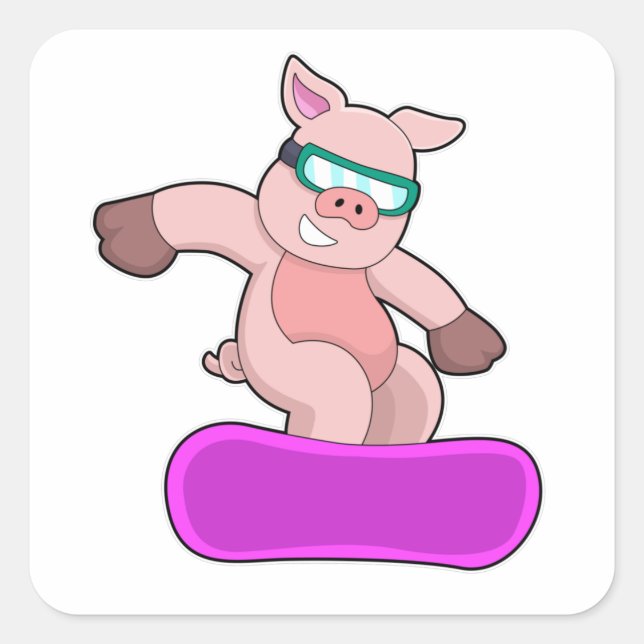 Sticker Carré Pig at Snowboard Sports & Ski goggles (Devant)