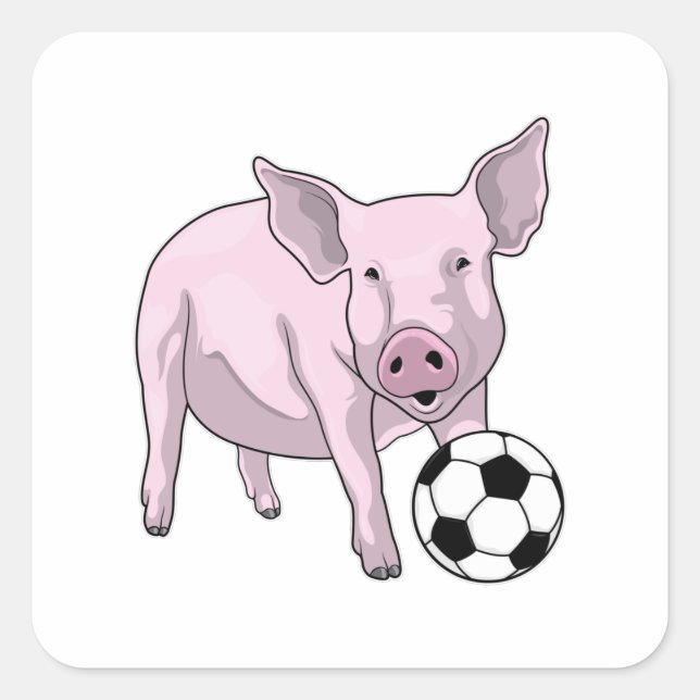 Sticker Carré Pig Soccer joueur Soccer (Devant)