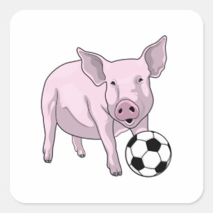 Sticker Carré Pig Soccer joueur Soccer