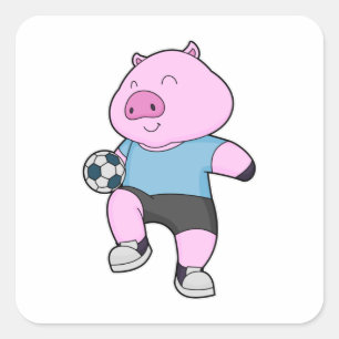 Sticker Carré Pig Soccer joueur Soccer
