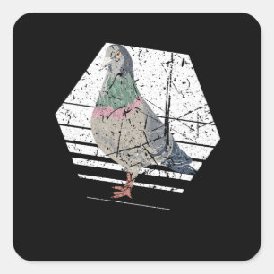 Sticker Carré Pigeon Retro