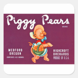 Sticker Carré Piggy Pears