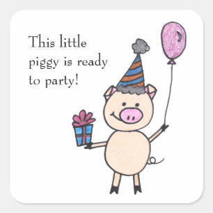 Sticker Carré Piggy Ready to Party