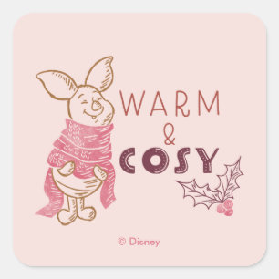 Sticker Carré Piglet de Noël   Chaleureux et confortable