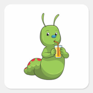 Sticker Carré Pilier avec verre de jus d'orange