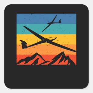 Sticker Carré Pilote de planeur à voile en plein essor