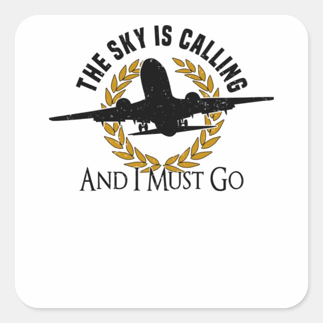 Sticker Carré Pilote Moteur d'avion Flyer Dit Hobbypilot (Devant)