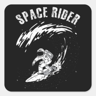 Sticker Carré Pilote spatial astronaute de surf