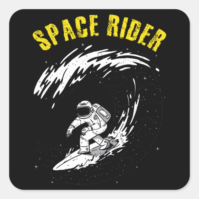 Sticker Carré Pilote spatial astronaute de surf (Devant)