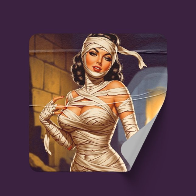 Sticker Carré Pin-up Momie Vintage (Créateur téléchargé)