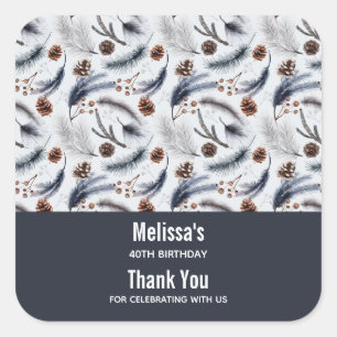 Sticker Carré Pine Cônes & Aiguilles Pin Motif d'hiver Favoriser