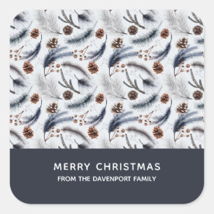Sticker Carré Pine Cones et aiguilles de pin Noël Motif