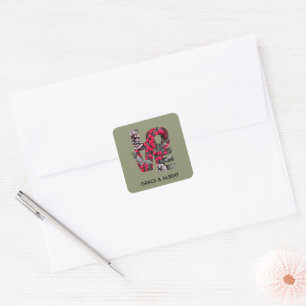 Sticker Carré Pinecones Evergreens Red Berries