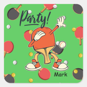 Sticker Carré Ping Pong dabing Table Tennis party drôle