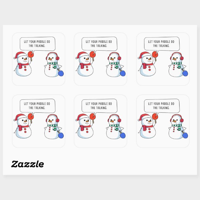 Sticker Carré Ping Pong Funny Christmas Snowman - Humoristique P (Feuille)