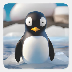 Sticker Carré Pingouin