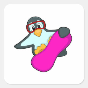 Sticker Carré Pingouin à Snowboard Sports & Ski lunettes