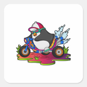 Sticker Carré Pingouin as Biker