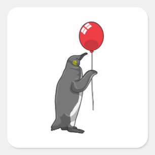 Sticker Carré Pingouin avec ballon