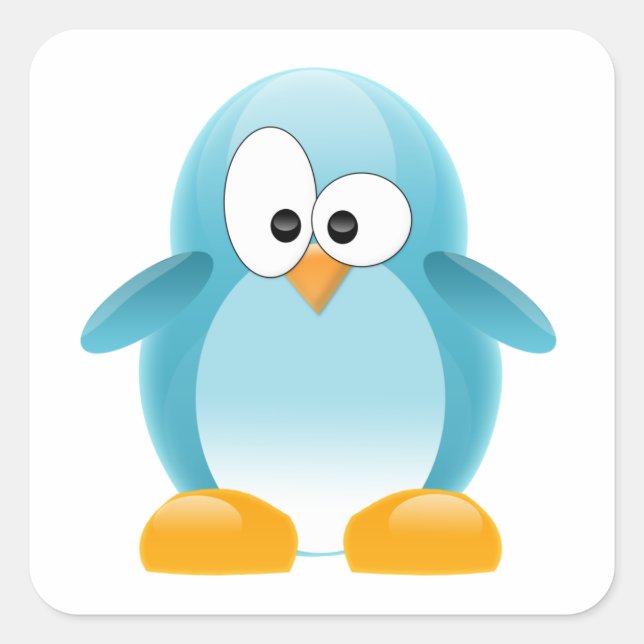 Sticker Carré Pingouin bleu (Devant)