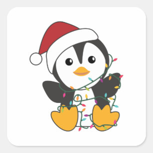 Sticker Carré Pingouin Christmas Snow Winter Animals Pingouins