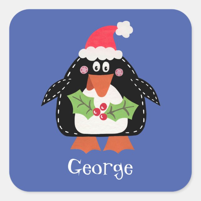 Sticker Carré Pingouin de Noël (Devant)