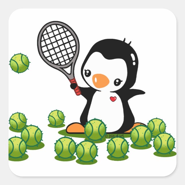 Sticker Carré Pingouin de tennis (Devant)