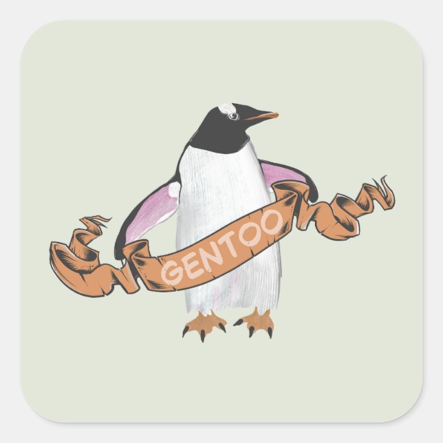 Sticker Carré Pingouin Gentoo (Devant)