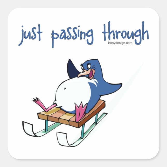 Sticker Carré Pingouin glissant (Devant)