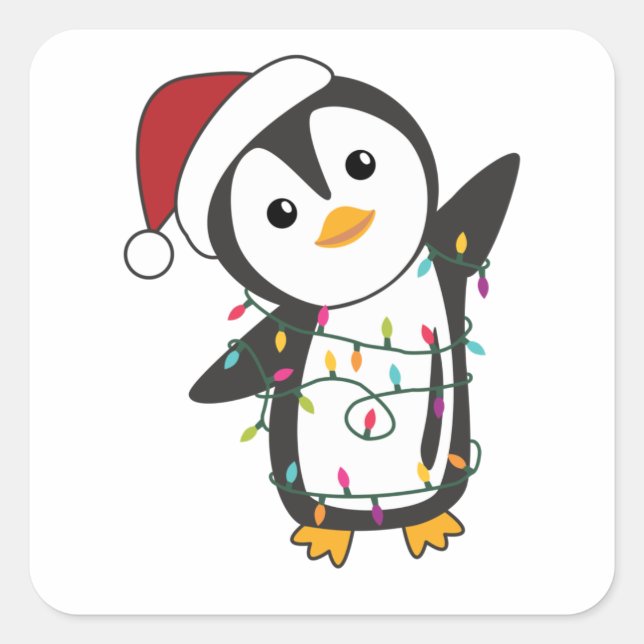 Sticker Carré Pingouin Noël Neige Animaux d'hiver Pingouins (Devant)