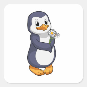 Sticker Carré Pingouin with Daisy