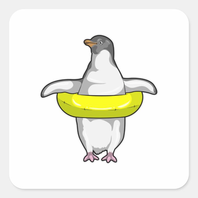 Sticker Carré Pingouin with Swim (Devant)