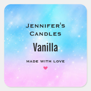 Sticker Carré Pink and Blue Pastel Gradient Sky Candle Business