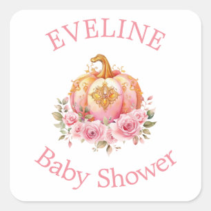 Sticker Carré Pink and Gold Halloween Little Citrouille Baby sho