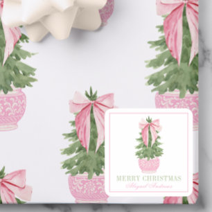 Sticker Carré Pink Bow Ginger Jar Christmas Tree Photo