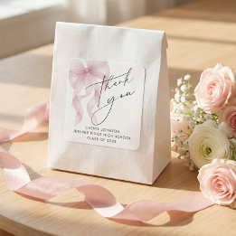 Sticker Carré Pink Bow Graduation Thank You