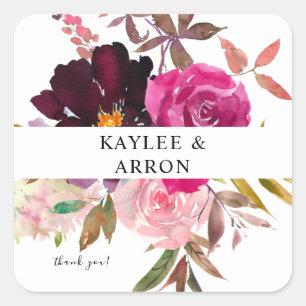 Sticker Carré Pink- Chaud & Blush & Purple Merci Floral 2