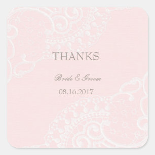 Sticker Carré Pink Chic Vintage Élégant Mariage dentelle